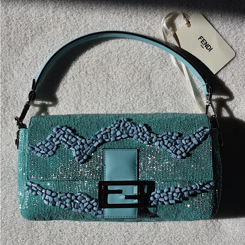RARE Fendi Re-Edition Turquoise Stone/Bead Baguette
